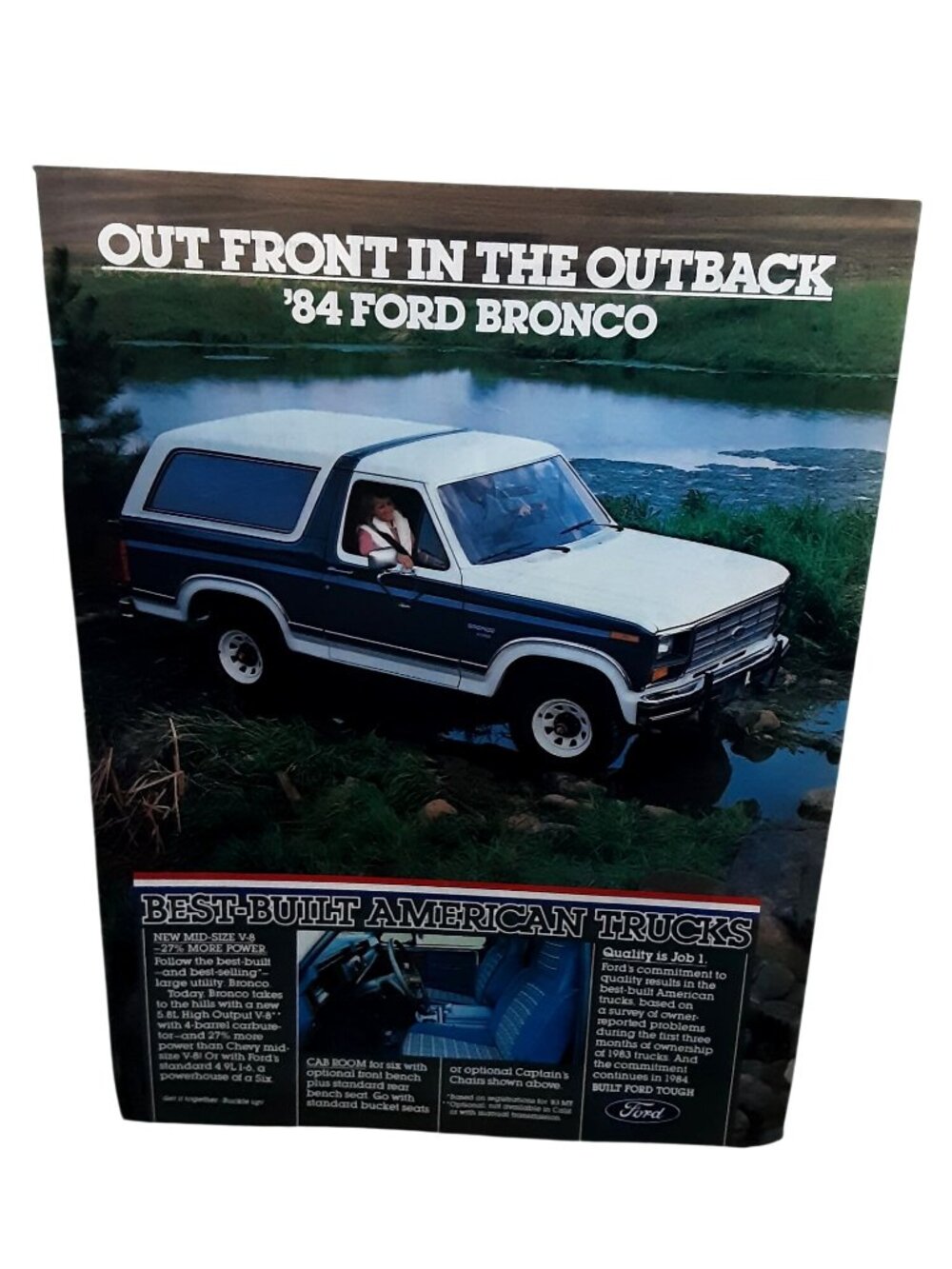 1984 Ford Bronco Vintage Print Ad SUV Truck Built Ford Tough